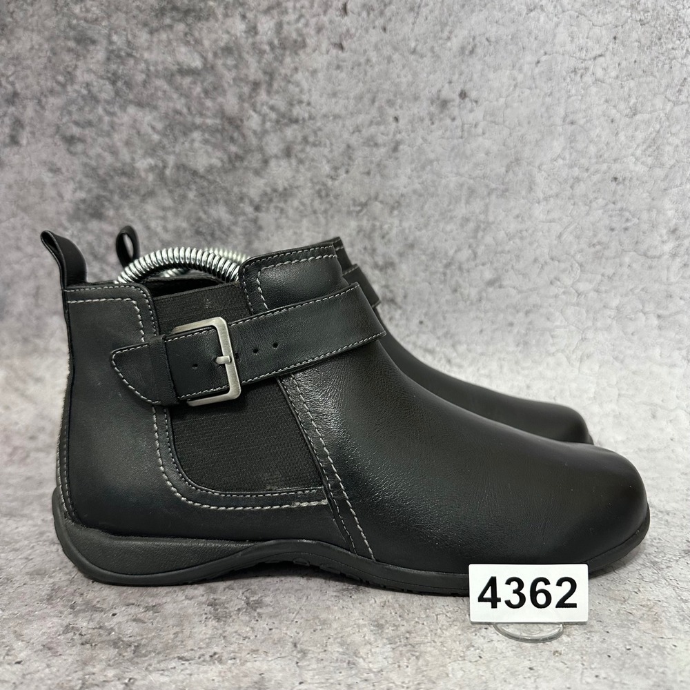 Vionic Adrie Ankle Boots Womens 6.5 Black Leather Orthoheel Buckle Zip 422ADRIE